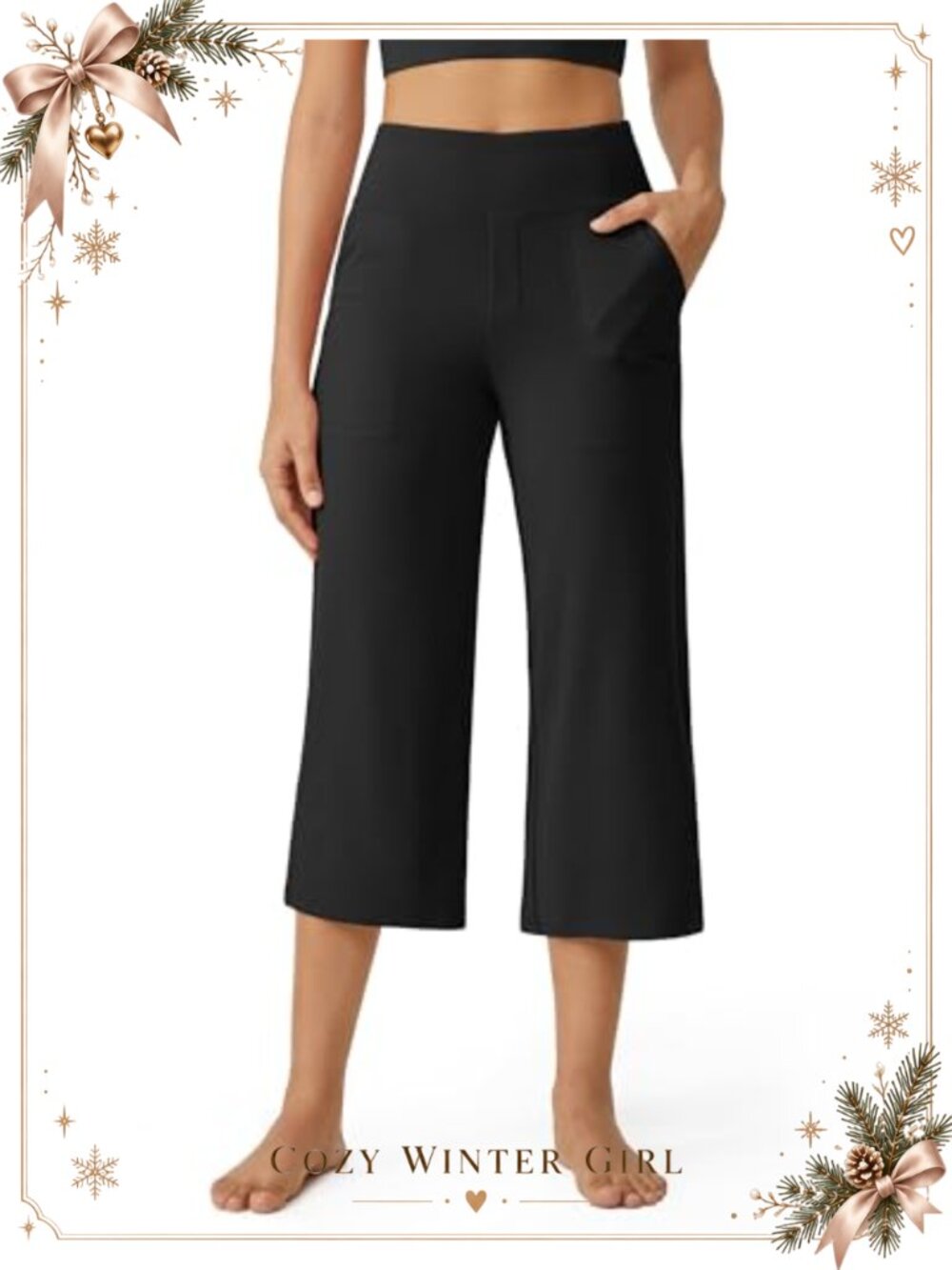 Wide Leg Capri Yoga Pants High Rise Cropped Activewear